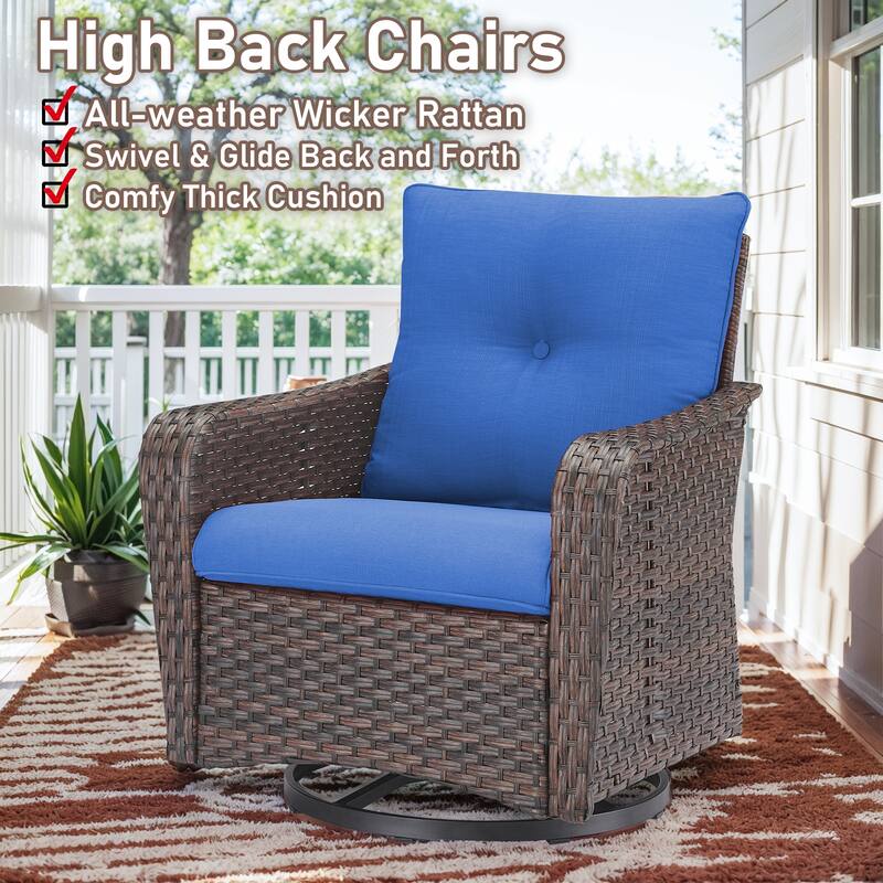 Outdoor Swivel Glider Chairs with Side Table Rocking Chair