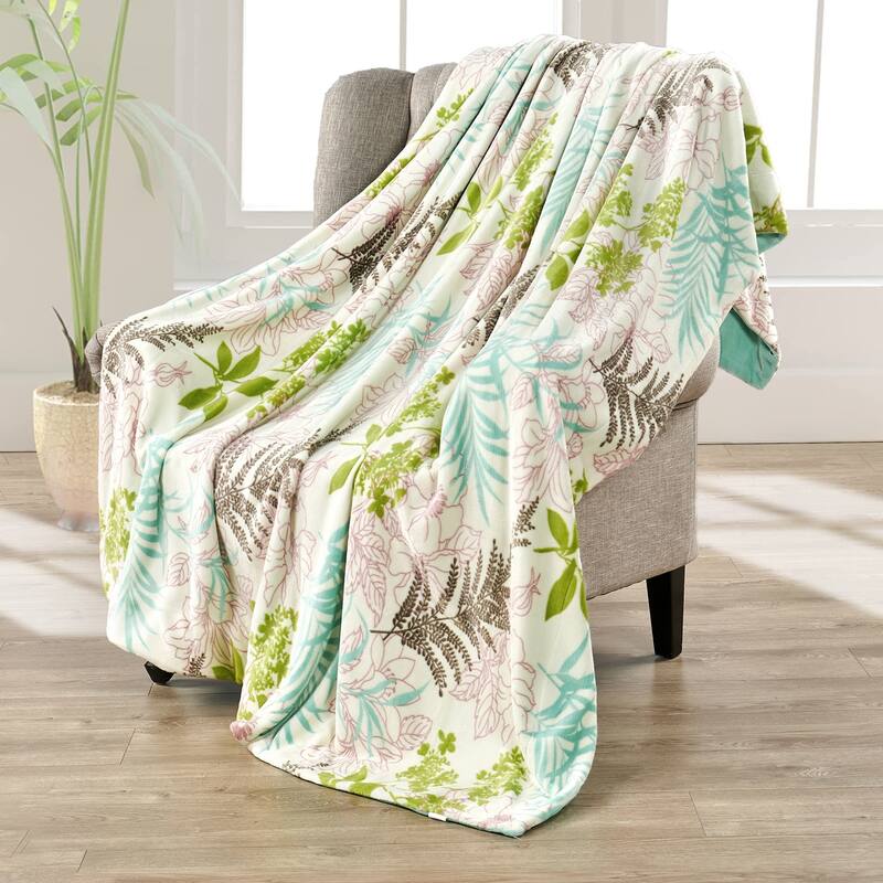 Printed Flannel Tropical Flower French / Puerto Rico Floral Throw