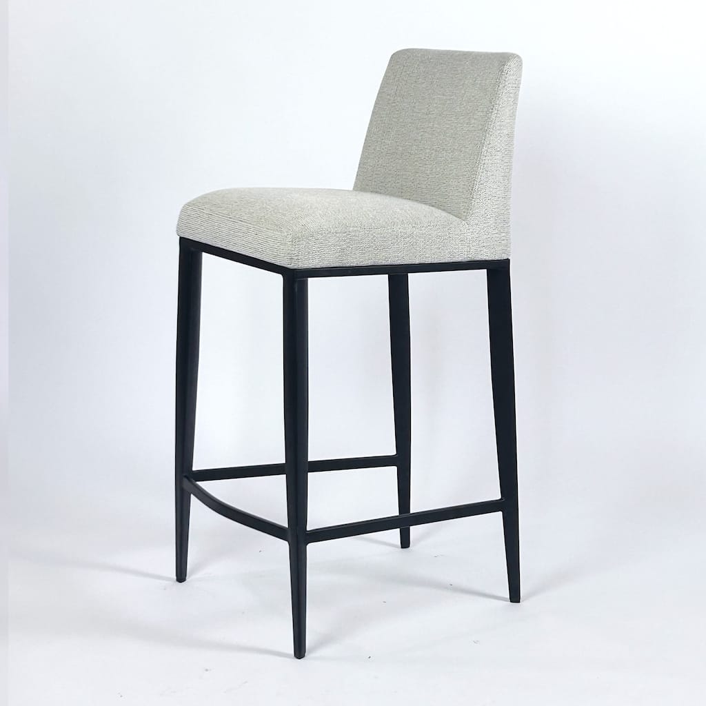 Celine Upholstered Fabric Seat Counter and Bar Stool with Tapered Metal Base