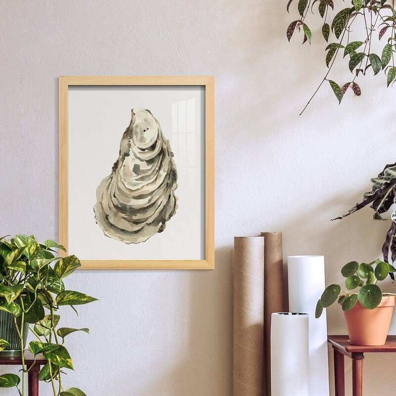 Neutral Oyster Study I -Framed Print w/glass-Cherry Red