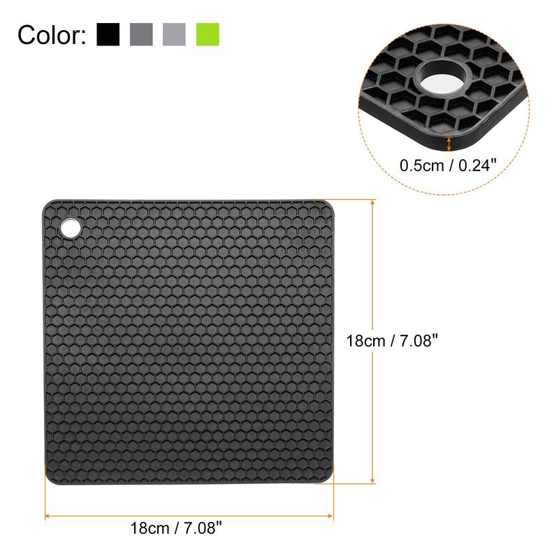 4pcs Silicone Pot Holder Trivet Mat Hot Pads Table Placemat-Multicolor - Black/Dark Grey/Light Grey/Green