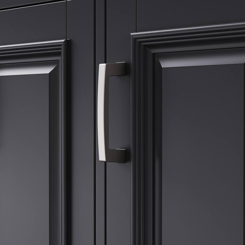 Roomfitters 54" Rolling Kitchen Island with Drop Leaf, Mobile Cart with 3 Drawers, Embossed Panels & Soft Close Doors, Black