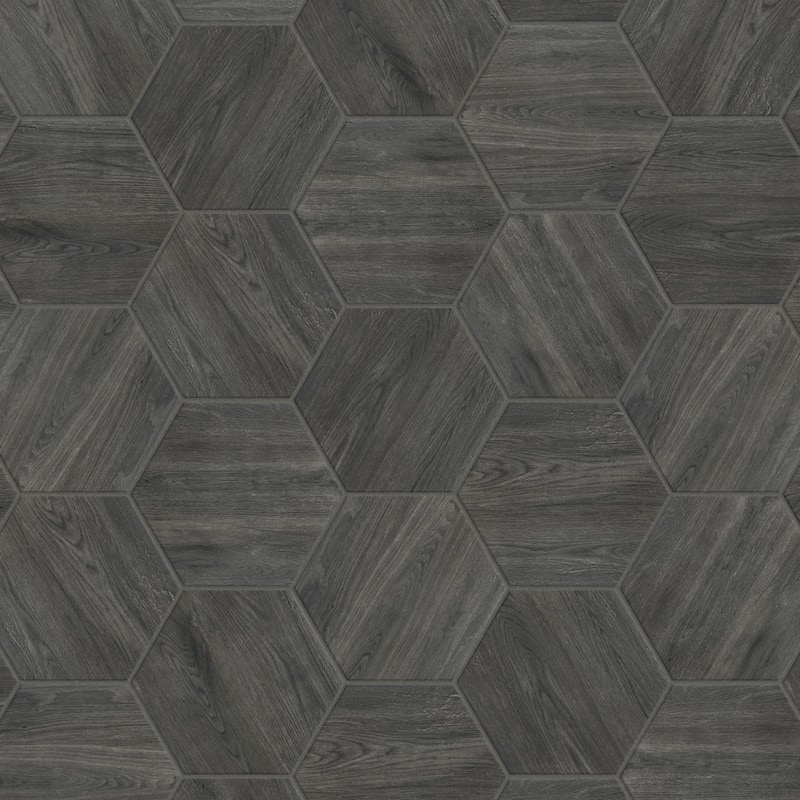 Merola Tile Natura Hex Nero 14-1/8" x 16-1/4" Porcelain Floor and Wall Tile