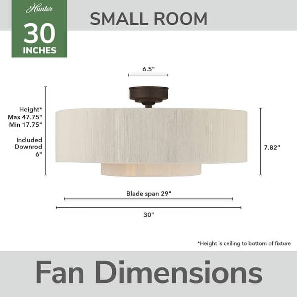 dimension image slide 1 of 4, Hunter + Jasmine Roth Fandelier 30" Brookside Ceiling Fan w/ LED Light, Handheld Remote, Chandelier