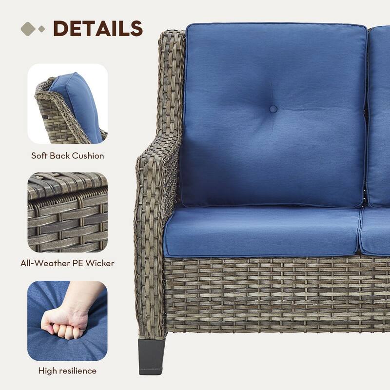 Gymojoy Outdoor Wicker Furniture Set with Cushions All-Weather PE Rattan