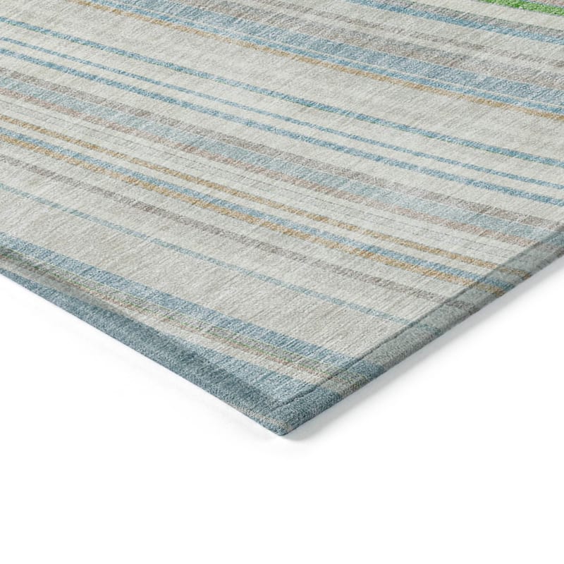 Machine Washable Indoor/ Outdoor Stripe Wave Chantille Rug