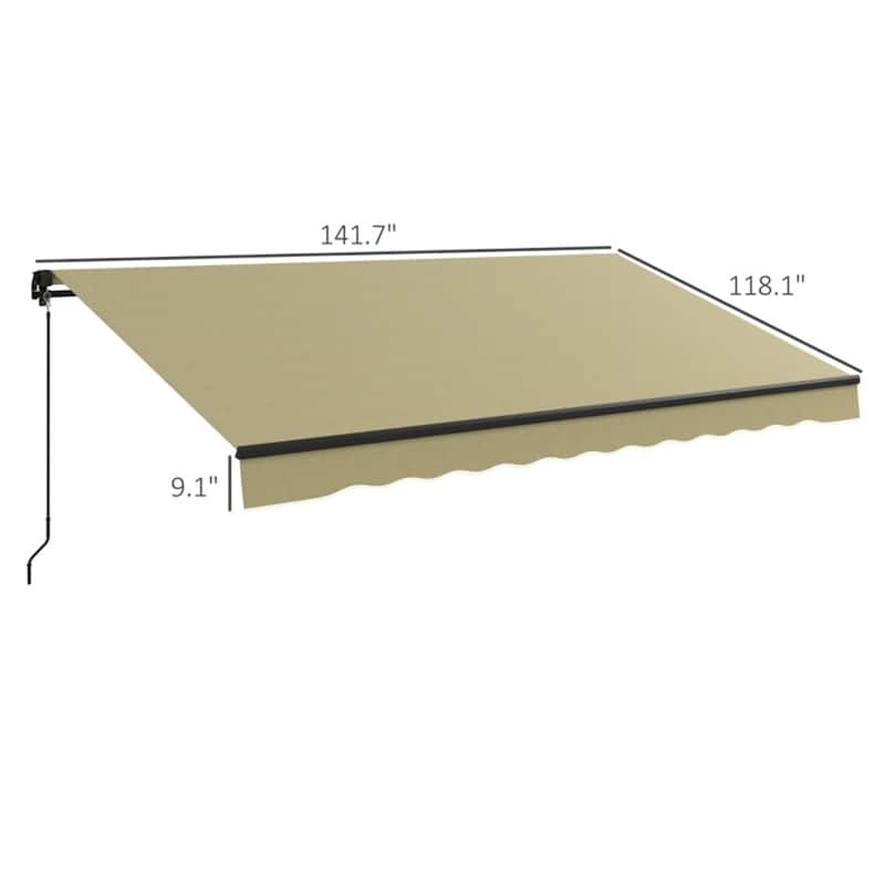 Polyester Aluminum Steel Manual Retractable Outdoor Awning - 141.75" W x 118" D