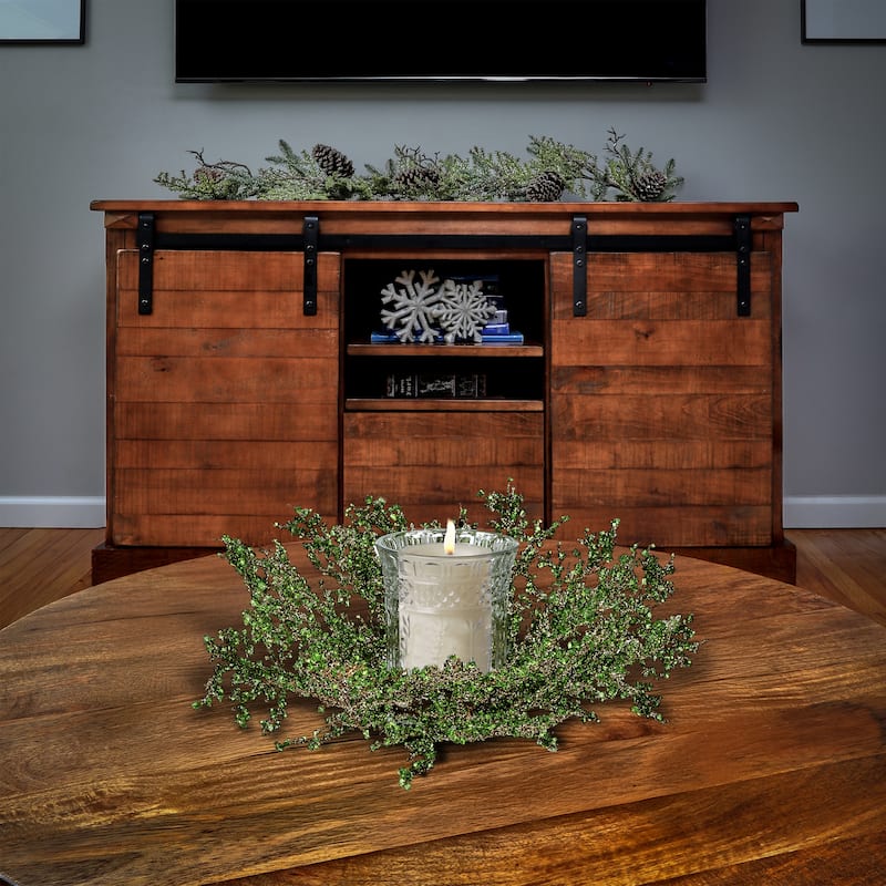16" Premium Ice Spray With Hurricane Centerpiece - Green