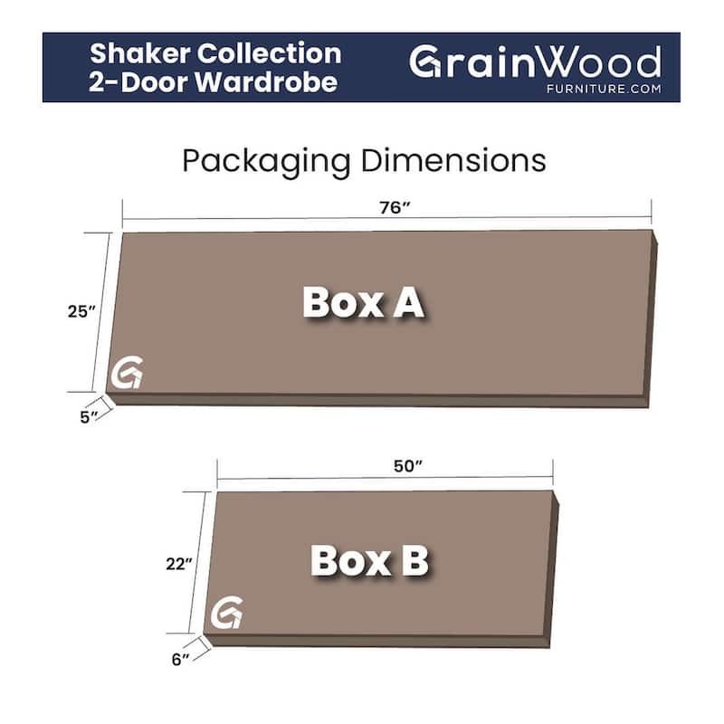Grain Wood Furniture Shaker 2-Door Solid Wood Armoire - 41x72x22