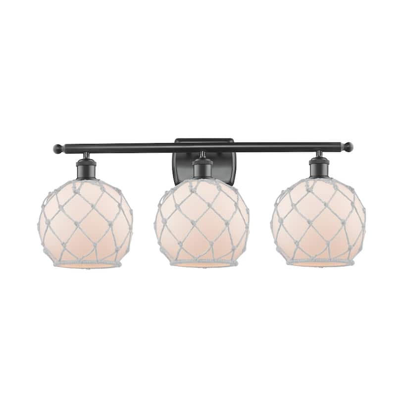 Innovations Lighting Farmhouse Rope 3 Light 26" Wide Bathroom Vanity - Matte Black / White