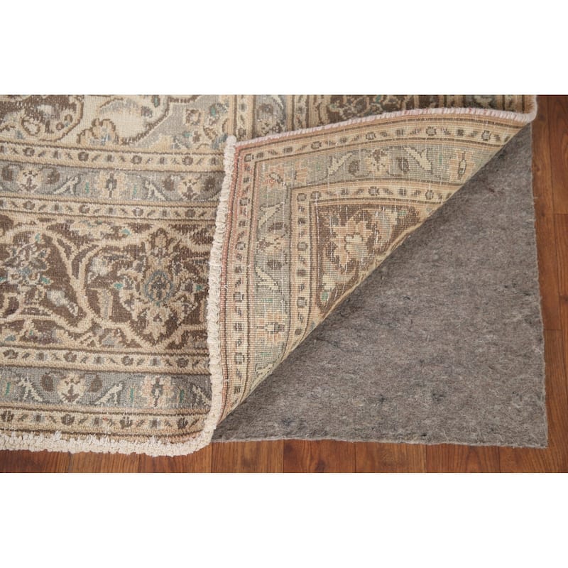 Distressed Mashad Persian Antique Area Rug Hand-knotted Wool Carpet - 6'3" x 9'0"