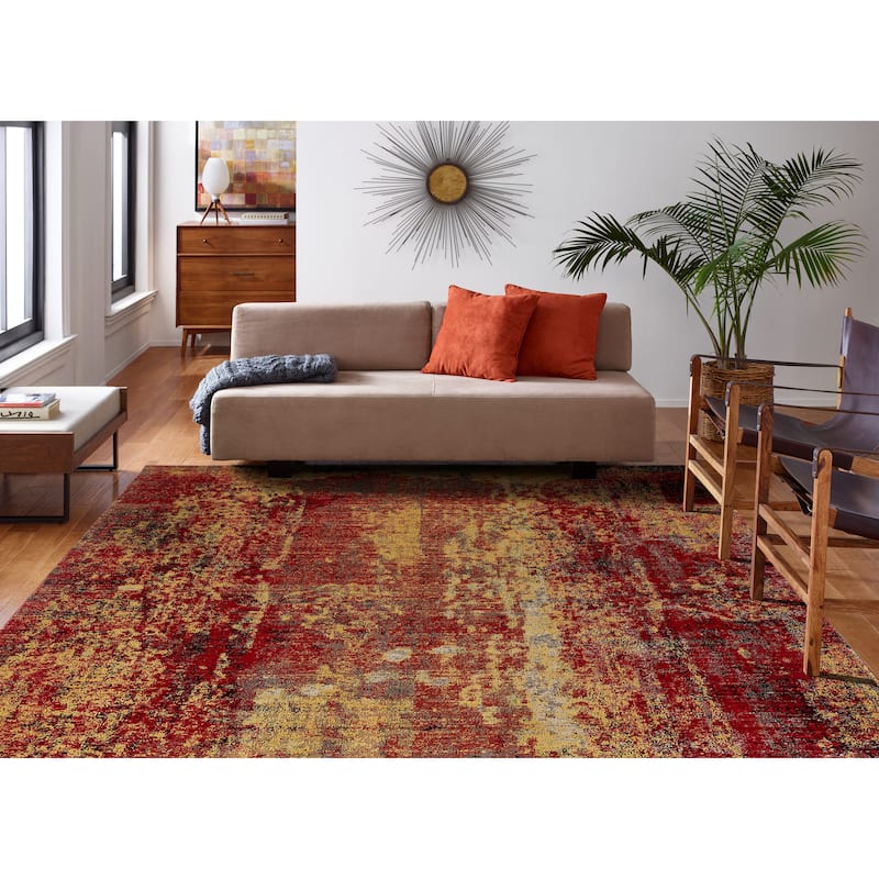 Porch & Den Pomeroy Red/Gold Abstract Indoor/Outdoor Area Rug