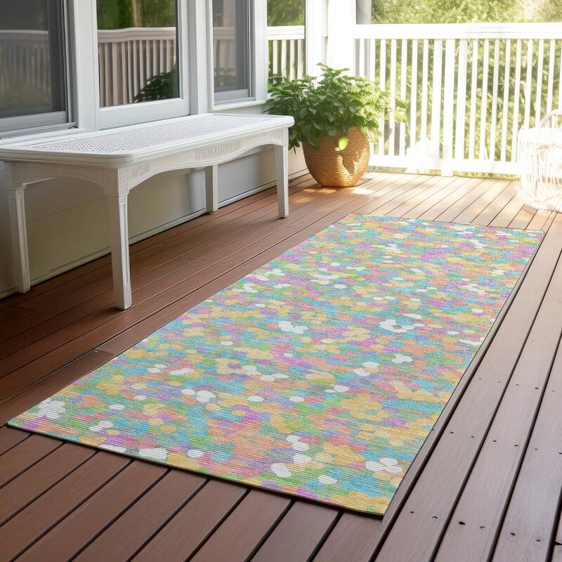 Machine Washable Indoor/ Outdoor Contemporary Halia Chantille Rug - Mint - 2'3" x 7'6"