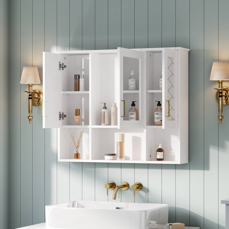 Roomfitters 35 Inch 2-in-1 Wall Mount Medicine Cabinet, Mirror Storage with Adjustable Shelves & Soft Close