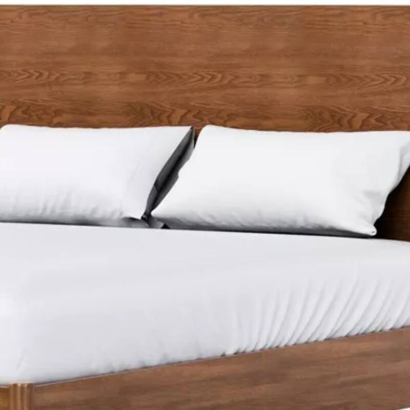 Roma King Size Bed w Panel Headboard, Transitional Walnut Brown Solid Wood