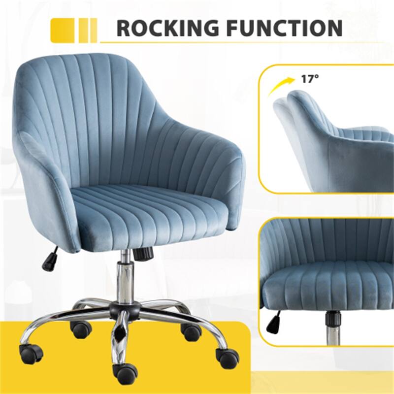 Modern Velvet Home Office Leisure Desk Swivel Chair with Adjustable Height