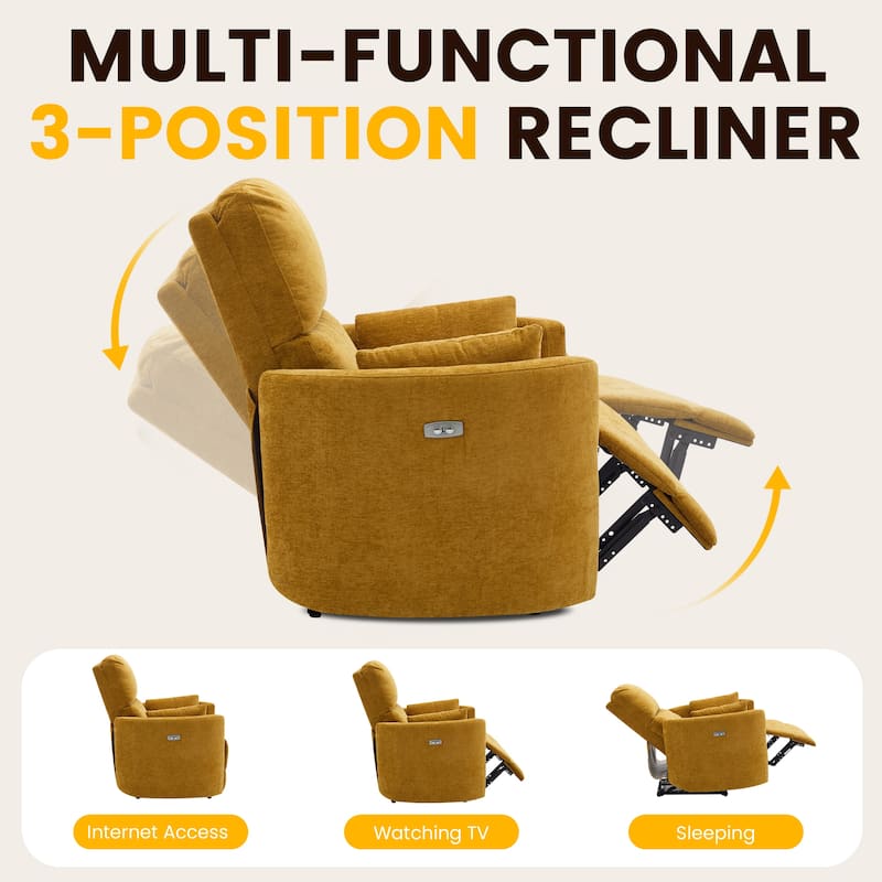 Chenille Power Recliner, 3-position Reclining Chair