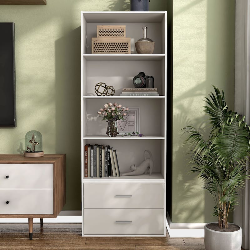 DH BASIC Modern Wood Customizable Stackable Storage Organizer - Cube Shelves, Drawer Cabinet, Bookcase with Doors by Denhour