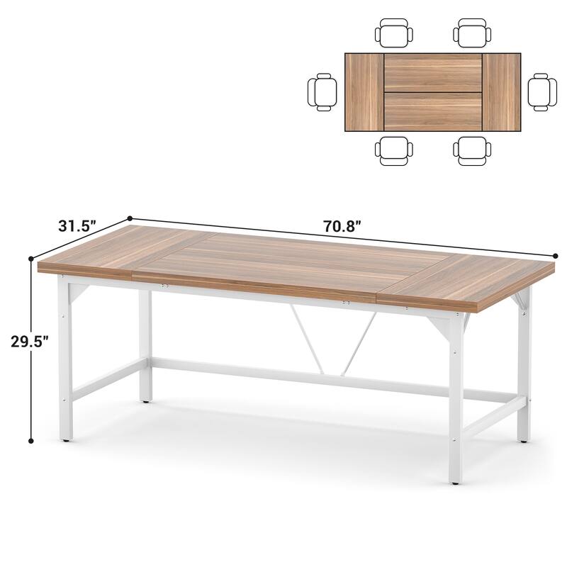 Modern Farmhose 70.8-Inch Executive Desk, Large Computer Office Desk Workstation Conference Table
