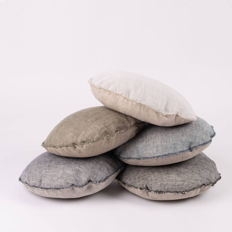 Kent, Linen, Kale, Round Pillow