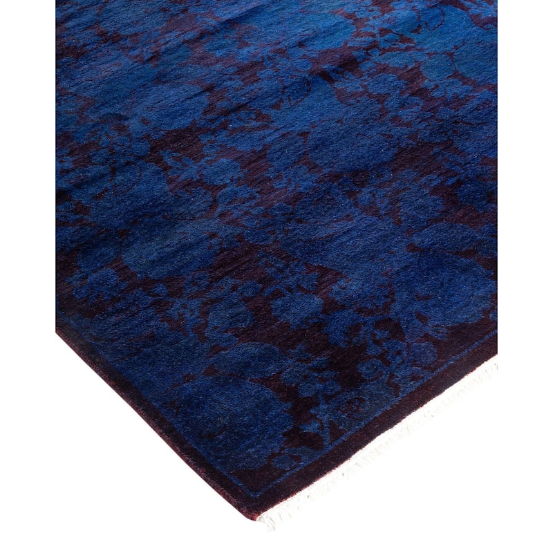 Overton Hand Knotted Wool Vintage Inspired Modern Contemporary Overdyed Purple Area Rug - 2' 8" x 18' 10"