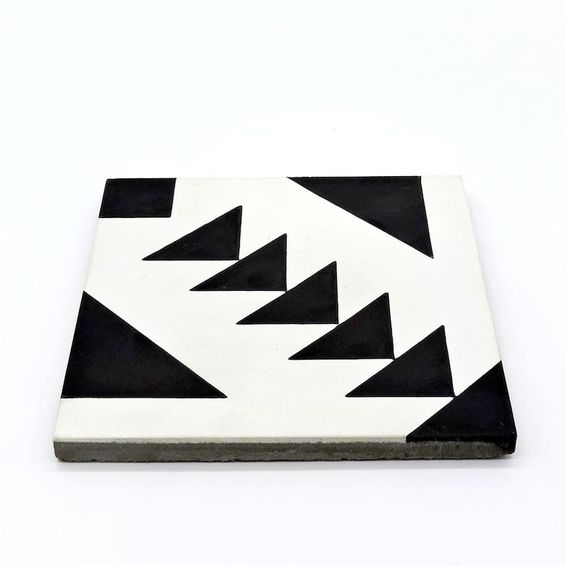 Moroccan Handmade Cement Tile Walili Black/ White 8 Inches x 8 Inches ...