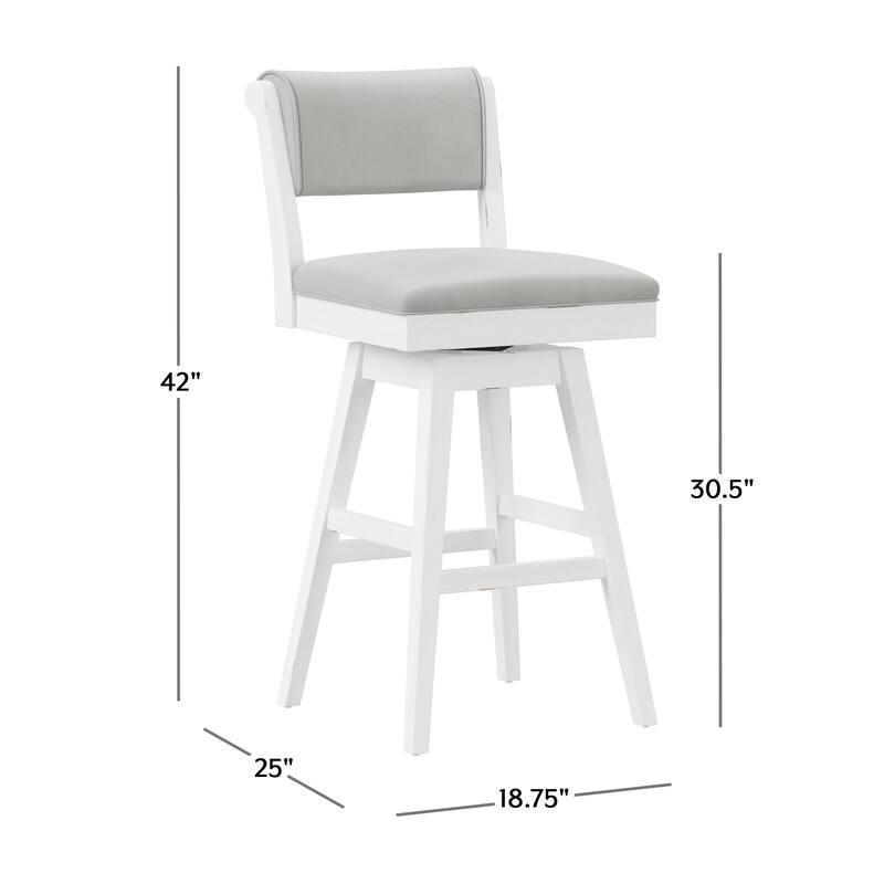 Hillsdale Furniture Clarion Wood and Upholstered Swivel Stool, Sea White