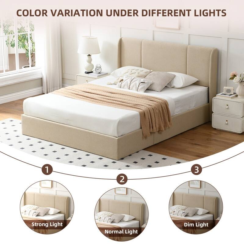 Modern Minimalist Upholstered Storage Bed with Lift-Up Platform