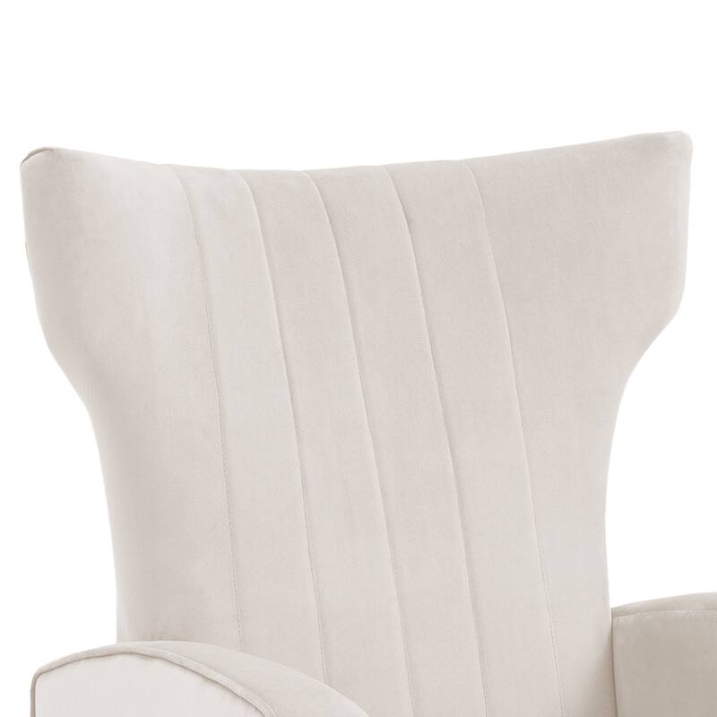 Velvet Stripe Wingback Accent Chair with Metal Legs for Living Room