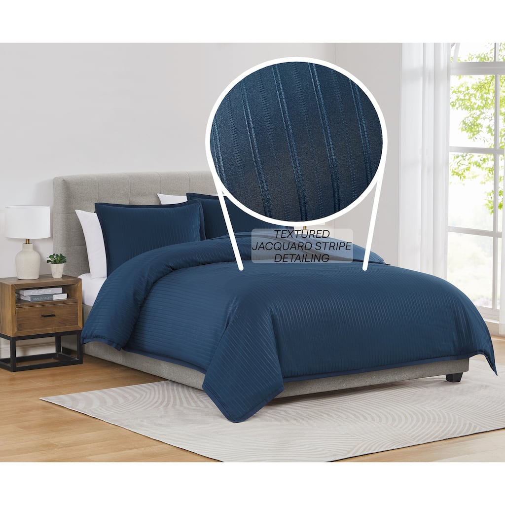 Royal Velvet Olivia Stripe 3 Piece Duvet Cover Set