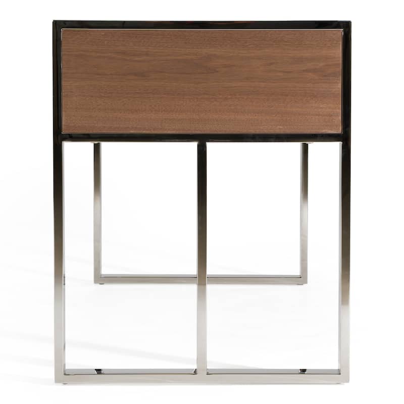 Modrest Orcutt Modern Walnut & Stainless Steel Desk