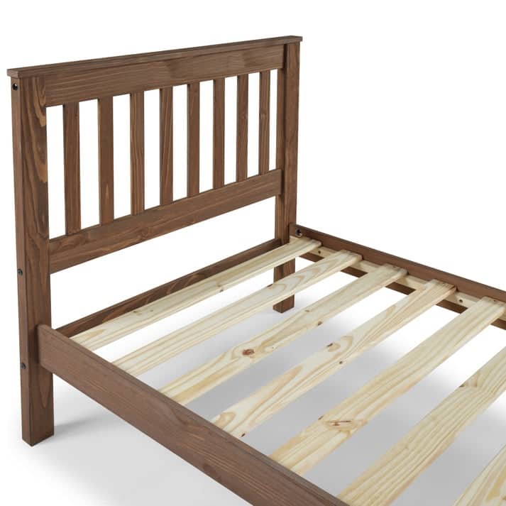 Wood Slatted Twin Size Bed Corona Collection | Furniture Dash