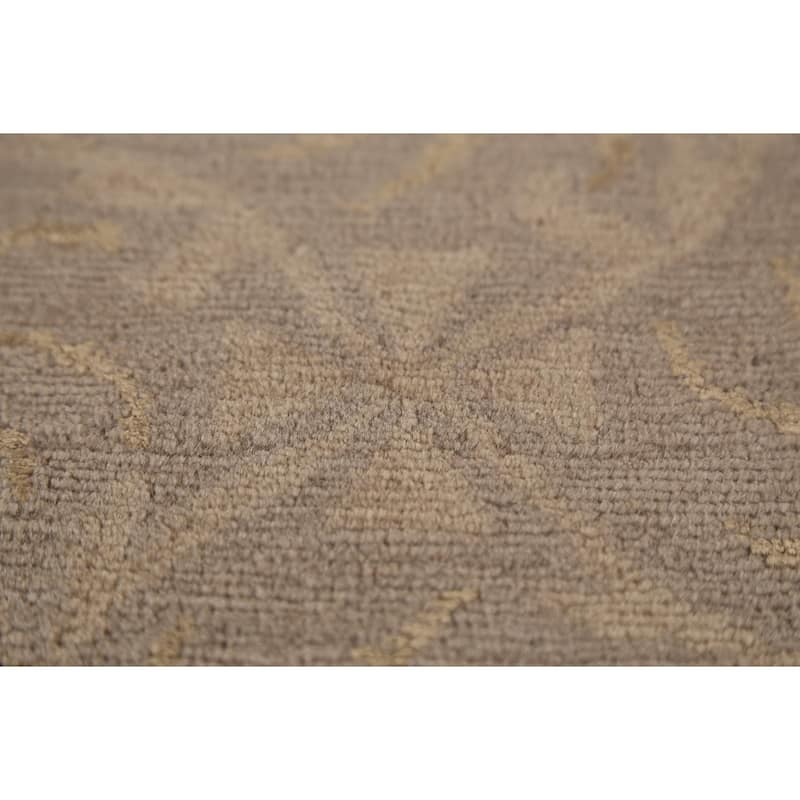 All-Over Beige Nepalese Contemporary Area Rug Handmade Wool Carpet - 4'1"x 5'11"