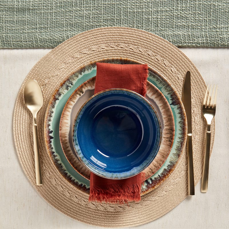 Tabletops Gallery Tuscon Multi-color Stoneware 12-piece Dinnerware Set