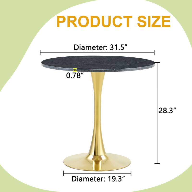 Kitchen Table with Thickened Tabletop, Round Tulip Dining Table, Bistro Table Circle Table Coffee Table