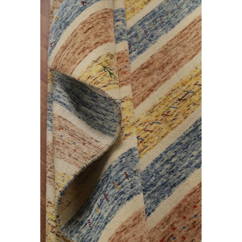 Hand Knotted Oriental 100% Wool Carpet Tribal Animal Pictorial Multi-Colored Gabbeh Area Rug - 5' 9'' X 4' 0''