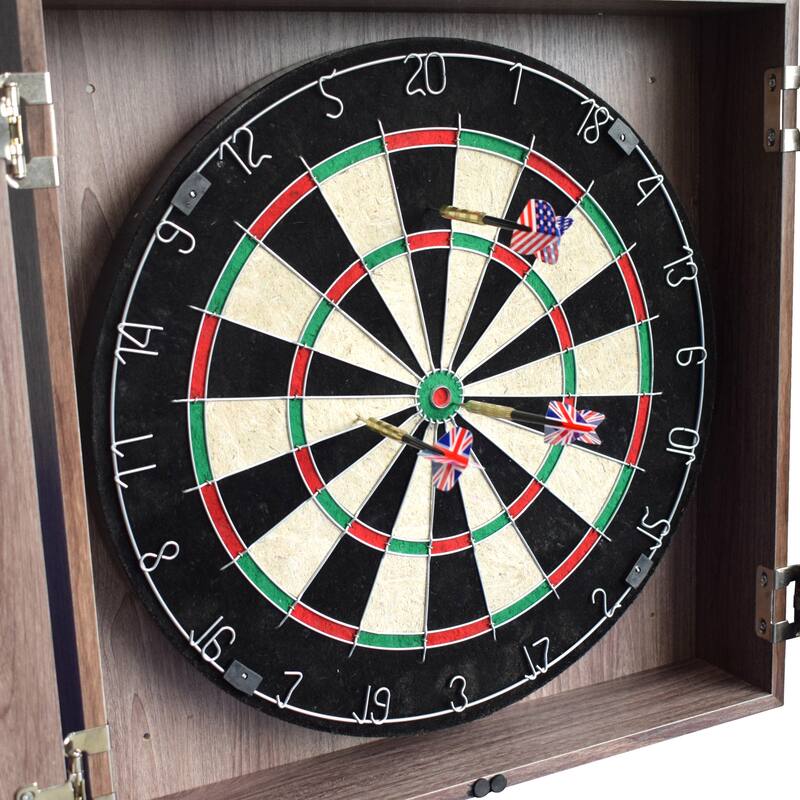 Hathaway Winchester Bristle Dartboard and Cabinet Set - Driftwood Finish