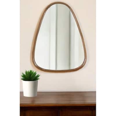 HomeRoots 37" Brown Abstract Wood Framed Accent Mirror - 28.1' X '36.8' X '2.5