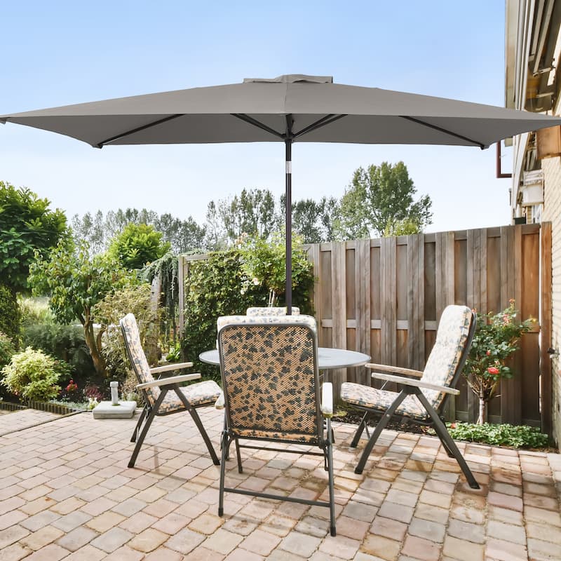 LIVOOSUN 10 x 6.5ft Outdoor Market Patio Umbrella w/Tilt and Crank - Grey