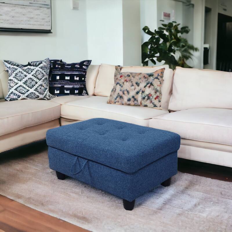 KISRAIS 34" Wide Upholstered Storage Ottoman