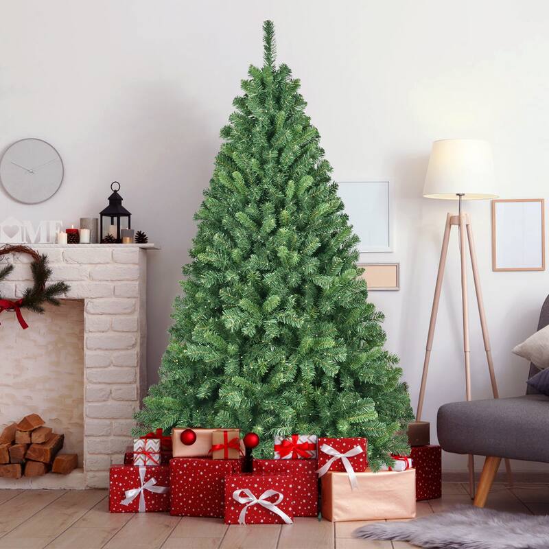 Smart Pre-Lit Artificial Christmas Tree - WiFi Music Sync, App Control, Dual-Color LED Lights, Metal Stand - Green