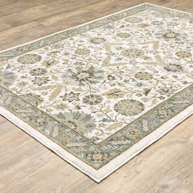 Style Haven Adalynn Vintage Borders Stone Grey/Ivory Traditional Rug