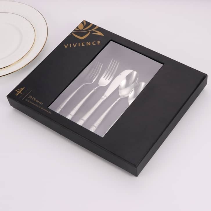 20 Pc Flatware Set with Colorblock Handles