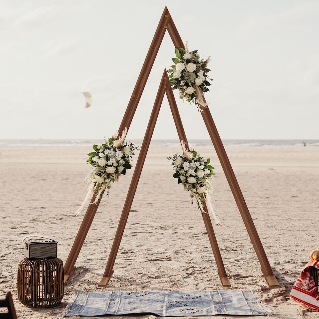 Wooden Double Wedding Triangle Rustic Backdrop Stand Arbor Frame