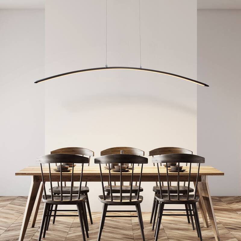 Nathaniel 41.5" Dimmable Adjustable Integrated LED Metal Linear Pendant, by JONATHAN Y