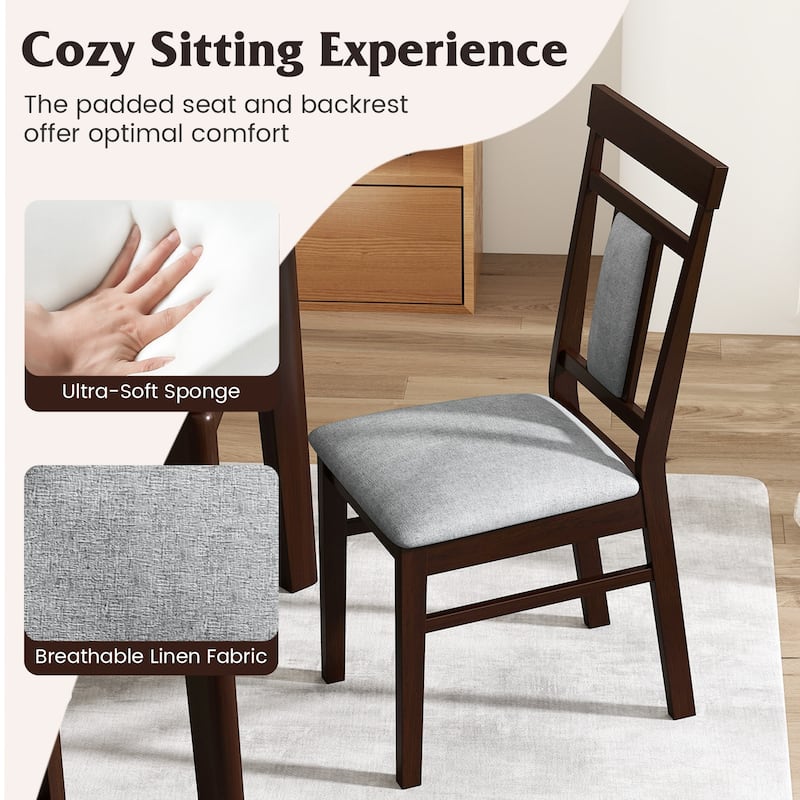 Gymax Modern Home Dining Chair Set of 2 w/Upholstered Seat & Backrest