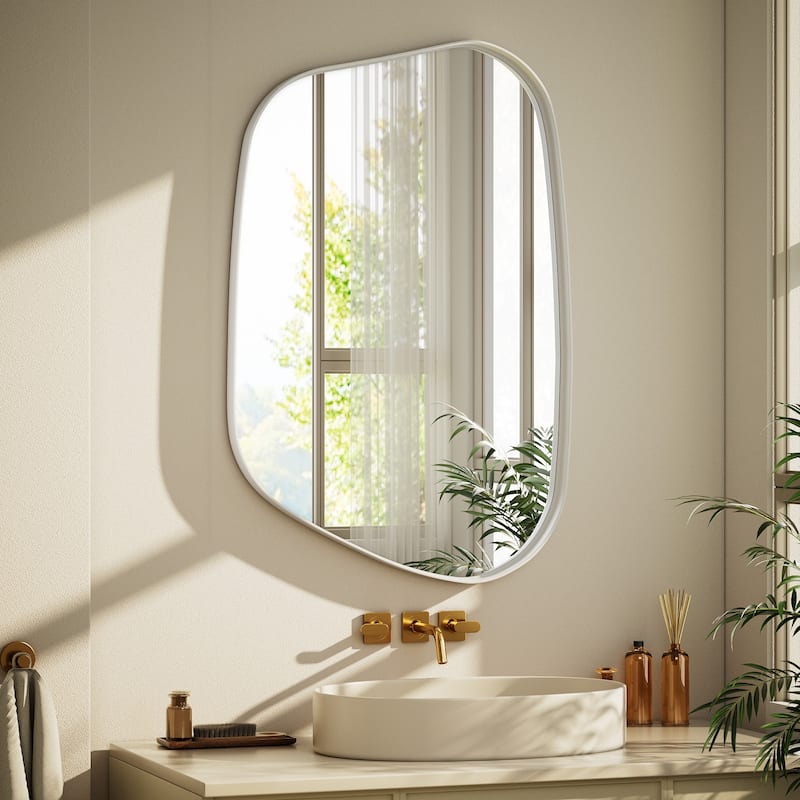 Irregular Bathroom Mirror Mirror Wall Decor - 22"x30" - White
