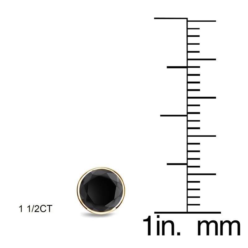 Auriya 1/2 to 4ctw Round Black Diamond Stud Earrings 14k Yellow Gold Bezel-set - 1.50ctw