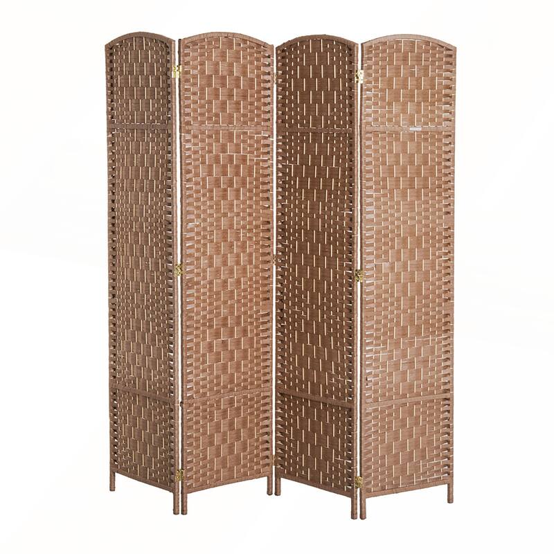 6' Tall Wicker Weave 6 Panel Room Divider Privacy Screen