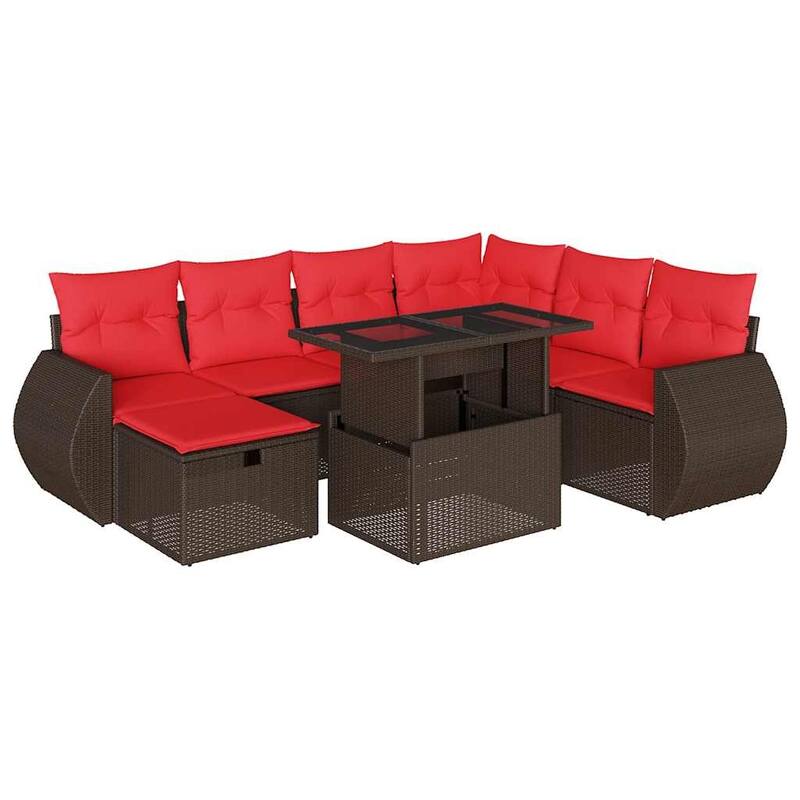 vidaXL Patio Sofa Set with Cushions Sectional Couches 8 Piece Poly Rattan - 24.4 x 24.4 x 27.2